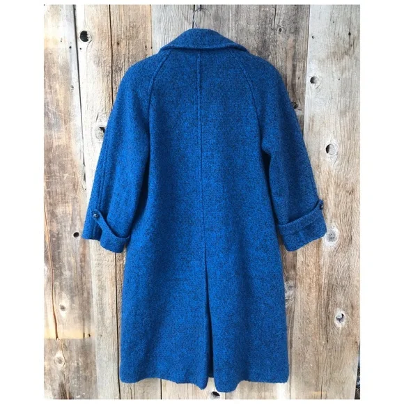 SOLD! VTG 70s Ferncroft 100% Wool Mottled Blue Overcoat, 11/12P, Union Made - Picture 2 of 9
